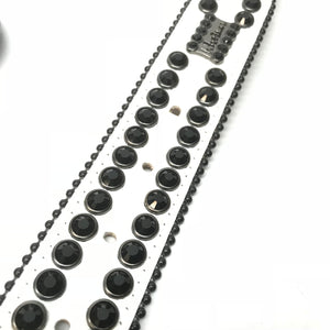 b.b. Simon White Black Double Row Black Crystal Belt - Dudes Boutique