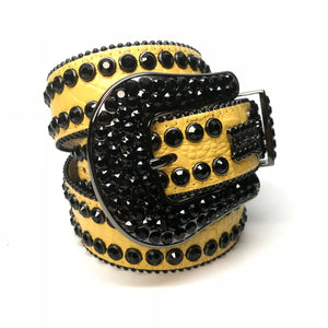 b.b. Simon Double Row Yellow Black Crystal Belt - Dudes Boutique