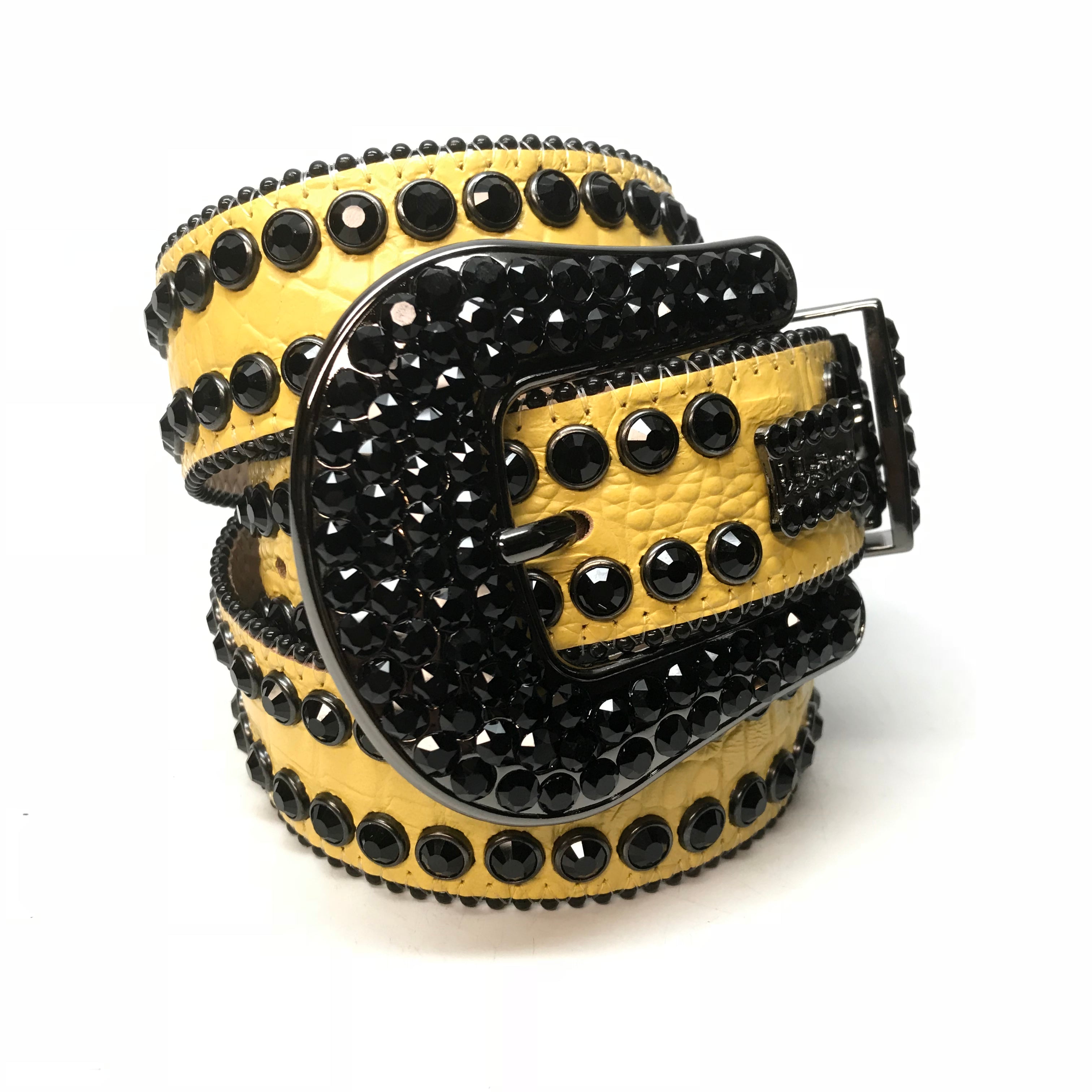 b.b. Simon Double Row Yellow Black Crystal Belt - Dudes Boutique