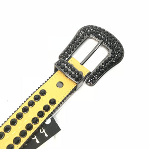 b.b. Simon Double Row Yellow Black Crystal Belt - Dudes Boutique