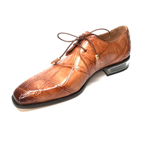 Mauri 4851 Cognac Alligator Body Lace Up Dress Shoes - Dudes Boutique