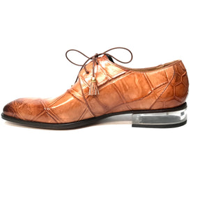 Mauri 4851 Cognac Alligator Body Lace Up Dress Shoes - Dudes Boutique