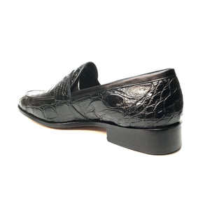 Mauri 4862 Black Alligator Belly Penny Loafers - Dudes Boutique
