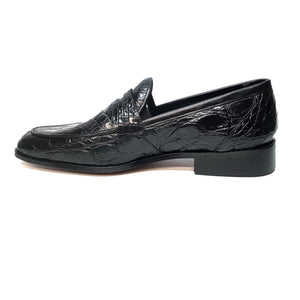 Mauri 4862 Black Alligator Belly Penny Loafers - Dudes Boutique