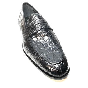 Mauri 4862 Black Alligator Belly Penny Loafers - Dudes Boutique