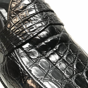 Mauri 4862 Black Alligator Belly Penny Loafers - Dudes Boutique