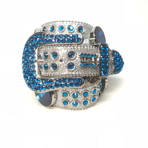 b.b. Simon 'Deep Ocean Drip' Blue Fully Loaded Crystal Belt - Dudes Boutique