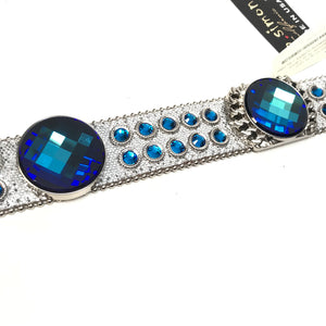 b.b. Simon 'Deep Ocean Drip' Blue Fully Loaded Crystal Belt - Dudes Boutique