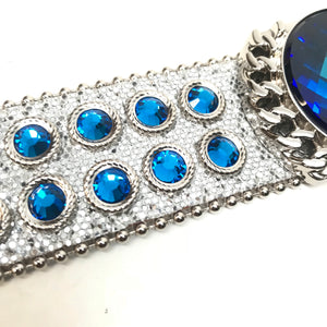 b.b. Simon 'Deep Ocean Drip' Blue Fully Loaded Crystal Belt - Dudes Boutique