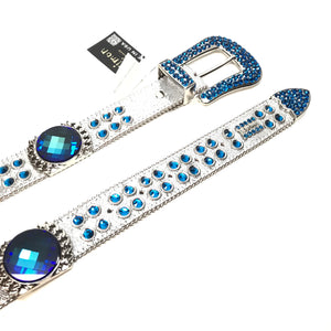 b.b. Simon 'Deep Ocean Drip' Blue Fully Loaded Crystal Belt - Dudes Boutique