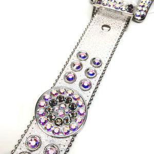 b.b. Simon White Iridescent Big Block Crystal Belt - Dudes Boutique