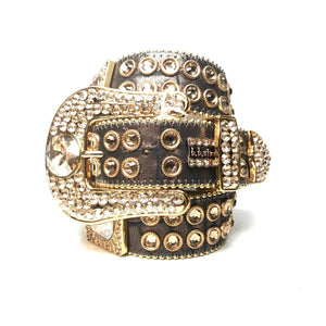 b.b. Simon 'Chocolate Gold' Big Block Crystal Belt - Dudes Boutique
