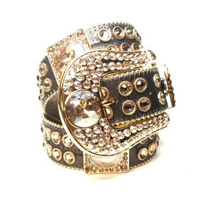b.b. Simon 'Chocolate Gold' Big Block Crystal Belt - Dudes Boutique