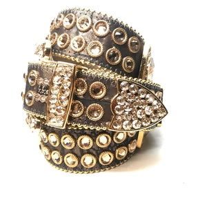 b.b. Simon 'Chocolate Gold' Big Block Crystal Belt - Dudes Boutique