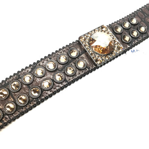 b.b. Simon 'Dark Chocolate Gold' Big Block Crystal Belt - Dudes Boutique
