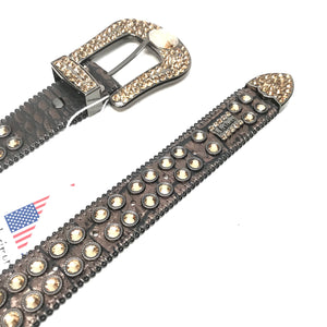 b.b. Simon 'Dark Chocolate Gold' Big Block Crystal Belt - Dudes Boutique