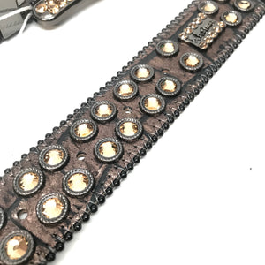 b.b. Simon 'Dark Chocolate Gold' Big Block Crystal Belt - Dudes Boutique