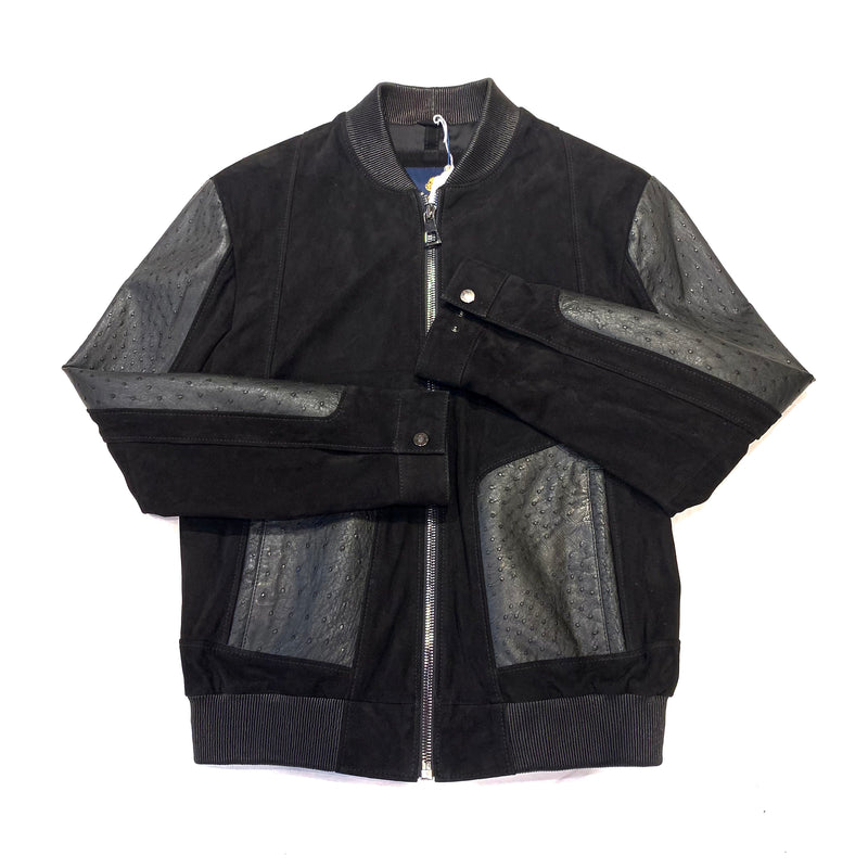 Kashani Men's Black Suede/Ostrich Quill Jacket - Dudes Boutique