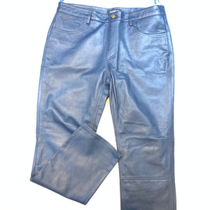 Kashani Men's Navy Lambskin Straight Cut Leather Pants - Dudes Boutique