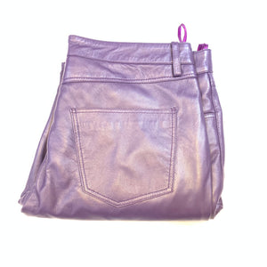 Kashani Men's Purple Lambskin Straight Cut Leather Pants - Dudes Boutique