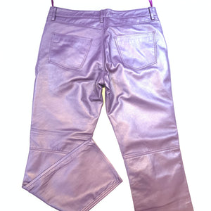 Kashani Men's Purple Lambskin Straight Cut Leather Pants - Dudes Boutique