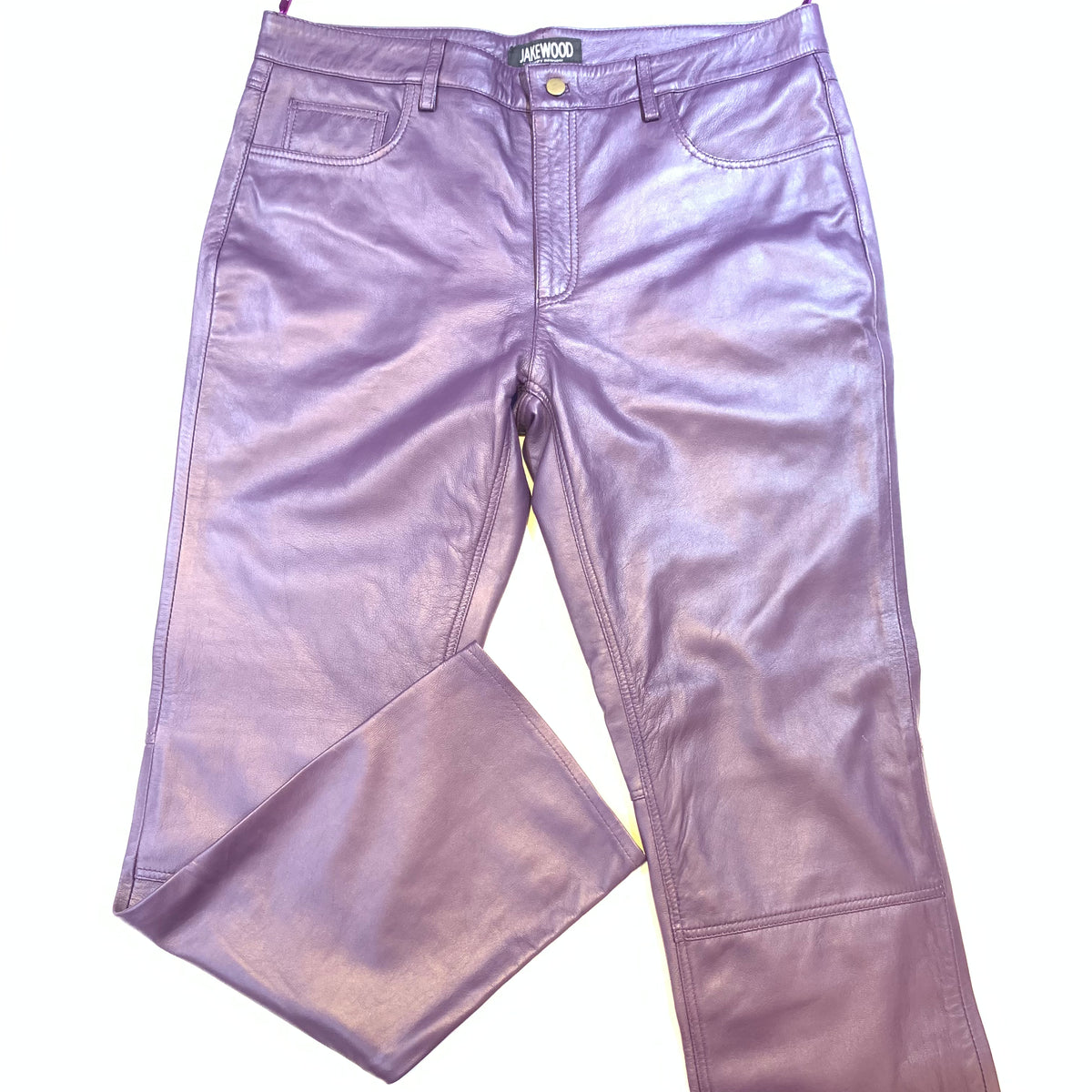 Kashani Men's Purple Lambskin Straight Cut Leather Pants - Dudes Boutique
