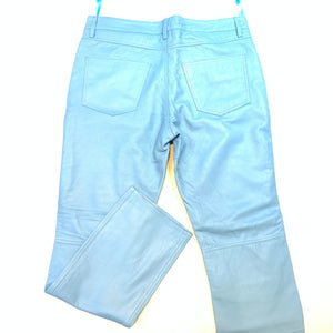 Kashani Men's Powder Blue Lambskin Straight Cut Leather Pants - Dudes Boutique