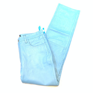Kashani Men's Powder Blue Lambskin Straight Cut Leather Pants - Dudes Boutique
