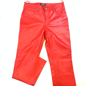 Kashani Men's Red Lambskin Straight Cut Leather Pants - Dudes Boutique