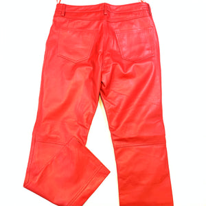 Kashani Men's Red Lambskin Straight Cut Leather Pants - Dudes Boutique