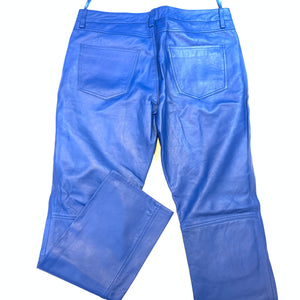 Kashani Men's Royal Blue Lambskin Straight Cut Leather Pants - Dudes Boutique