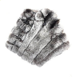 Barya NewYork Ladies Silver Fox Zipper Poncho - Dudes Boutique