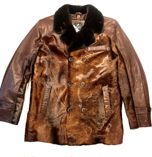 Barya NewYork Chocolate Pony Hair Mink Collar Peacoat - Dudes Boutique