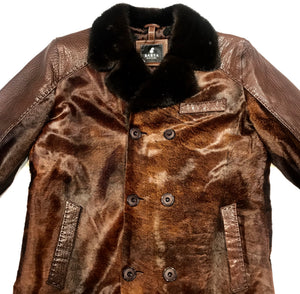 Barya NewYork Chocolate Pony Hair Mink Collar Peacoat - Dudes Boutique