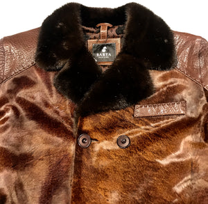 Barya NewYork Chocolate Pony Hair Mink Collar Peacoat - Dudes Boutique