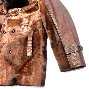 Barya NewYork Chocolate Pony Hair Mink Collar Peacoat - Dudes Boutique
