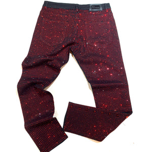 Barocco Black Fully Loaded Red Crystal Spiked Jeans - Dudes Boutique