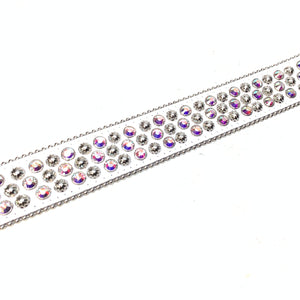 b.b. Simon White Iridescent 3-Row Studded Crystal Belt - Dudes Boutique
