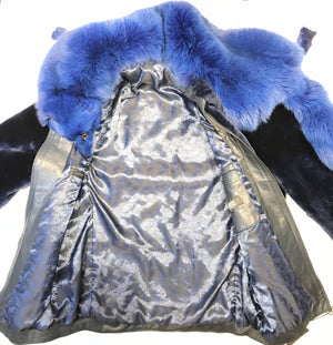 Kashani Wonder Blue Mouton Detachable Fox Shearling Jacket - Dudes Boutique