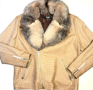 Kashani Dune Alligator Fox Fur Biker Jacket - Dudes Boutique