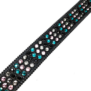 b.b. Simon Black Globe Triple Row Multi-color Fully Loaded Crystal Belt - Dudes Boutique