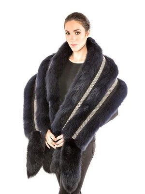 Volare Fox shawl with Crystals and Fox tail - Dudes Boutique