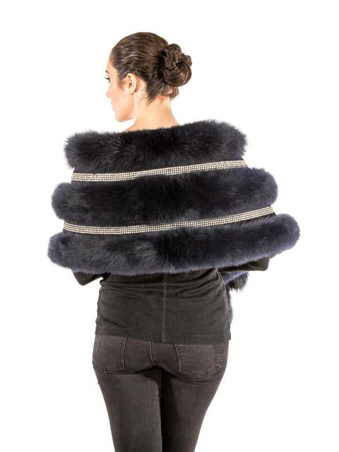 Volare Fox shawl with Crystals and Fox tail - Dudes Boutique