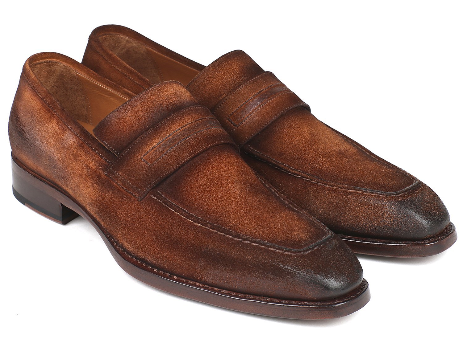 Paul Parkman Brown Antique Suede Goodyear Welted Loafers - Dudes Boutique