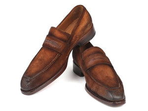 Paul Parkman Brown Antique Suede Goodyear Welted Loafers - Dudes Boutique