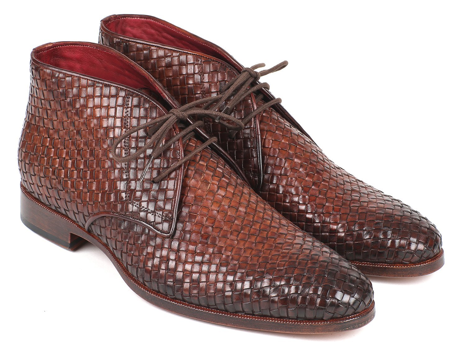 Paul Parkman Men's Brown Woven Leather Chukka Boots - Dudes Boutique