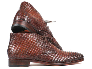 Paul Parkman Men's Brown Woven Leather Chukka Boots - Dudes Boutique