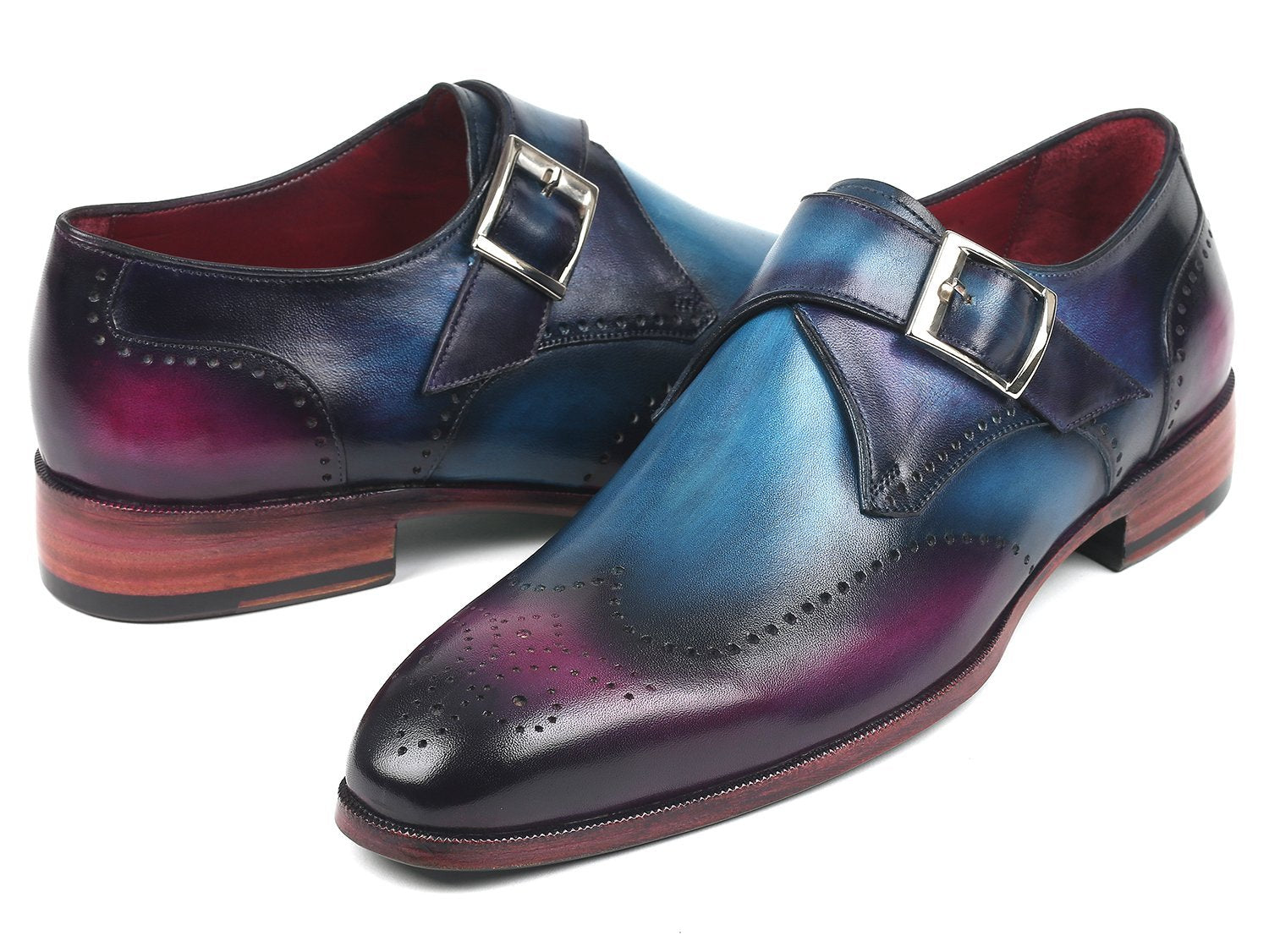 Paul Parkman Single Monkstraps Blue & Purple - Dudes Boutique