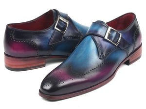 Paul Parkman Single Monkstraps Blue & Purple - Dudes Boutique