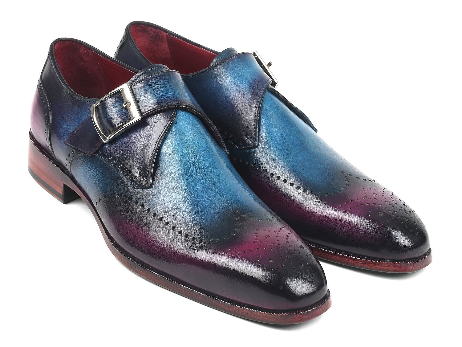 Paul Parkman Single Monkstraps Blue & Purple - Dudes Boutique